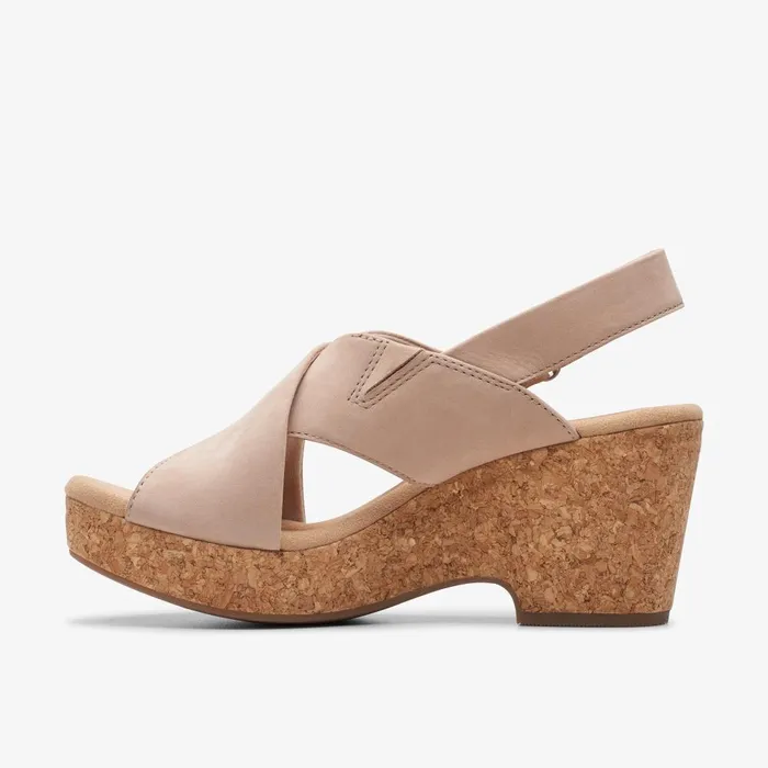 Giselle Dove Sand Nubuck Women Clarks Sandals and Flip Flops