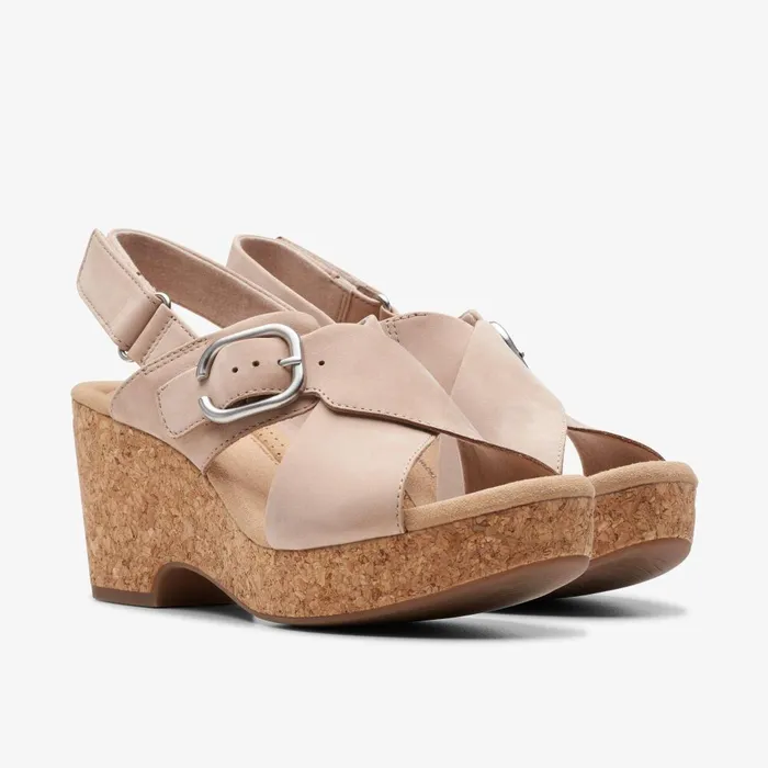 Giselle Dove Sand Nubuck Women Clarks Sandals and Flip Flops
