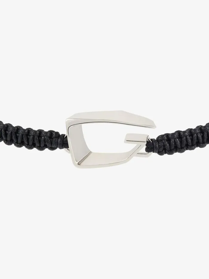 Giv Cut Bracelet In Woven Cotton And Metal Blacksilvery Men Givenchy Jewelry