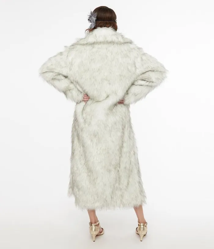 Grey Long Faux Fur Coat Clothing Unique Vintage Coats and Jackets