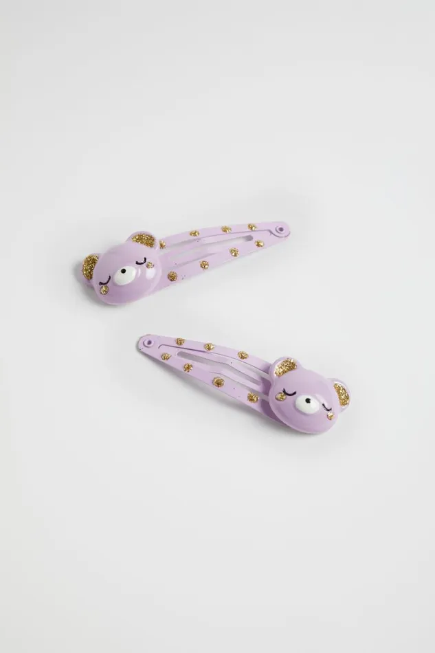 Hair Accessories Girl Seed Heritage Glitter Bear Snaps Orchid