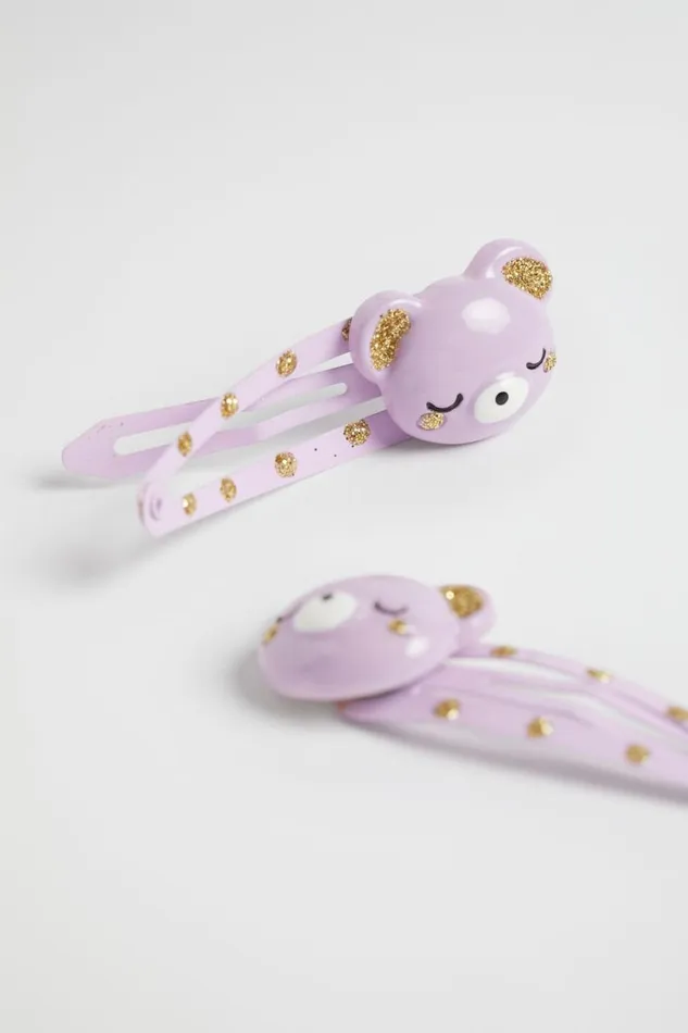 Hair Accessories Girl Seed Heritage Glitter Bear Snaps Orchid