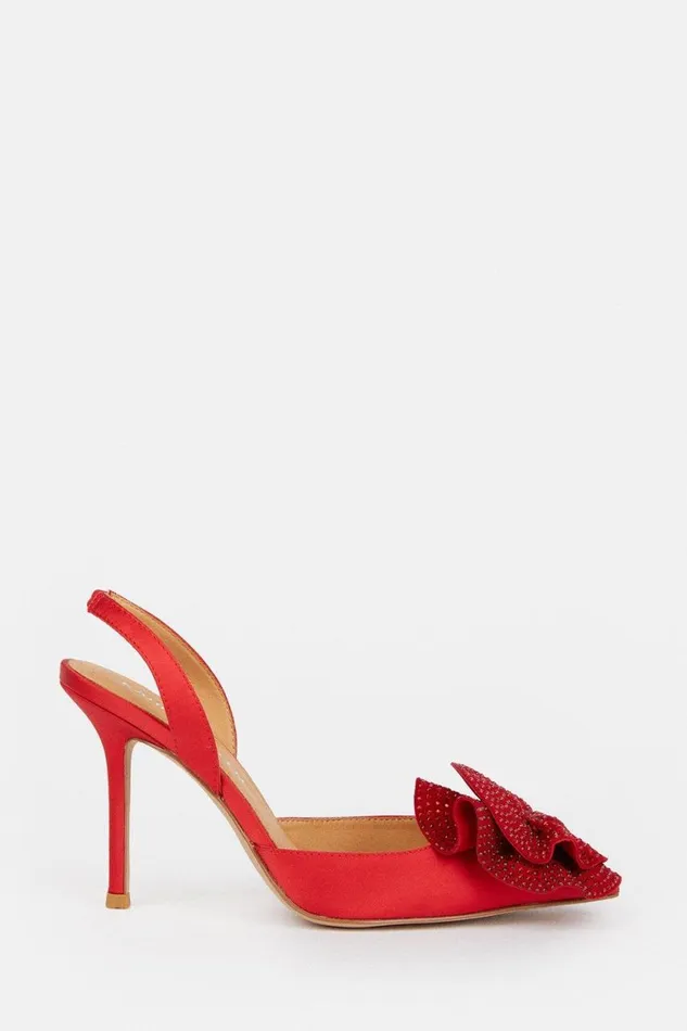 Heels Women Karen Millen Diamante Floral Stiletto Heel Red
