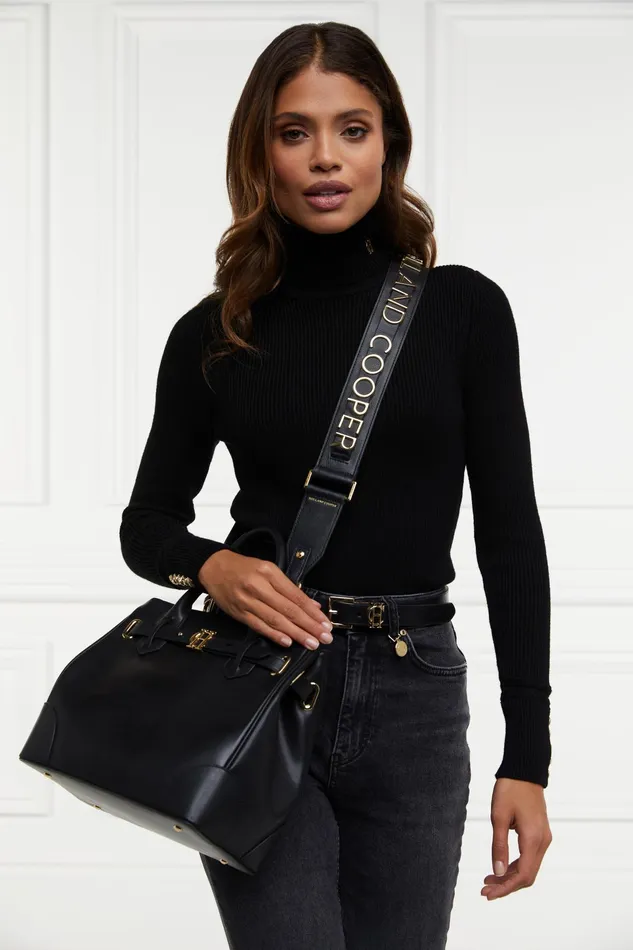 Holland Cooper Abbot Bag Strap Black Gold Women Bags Holland Cooper Abbot Bag Strap Black Gold Women Bags
