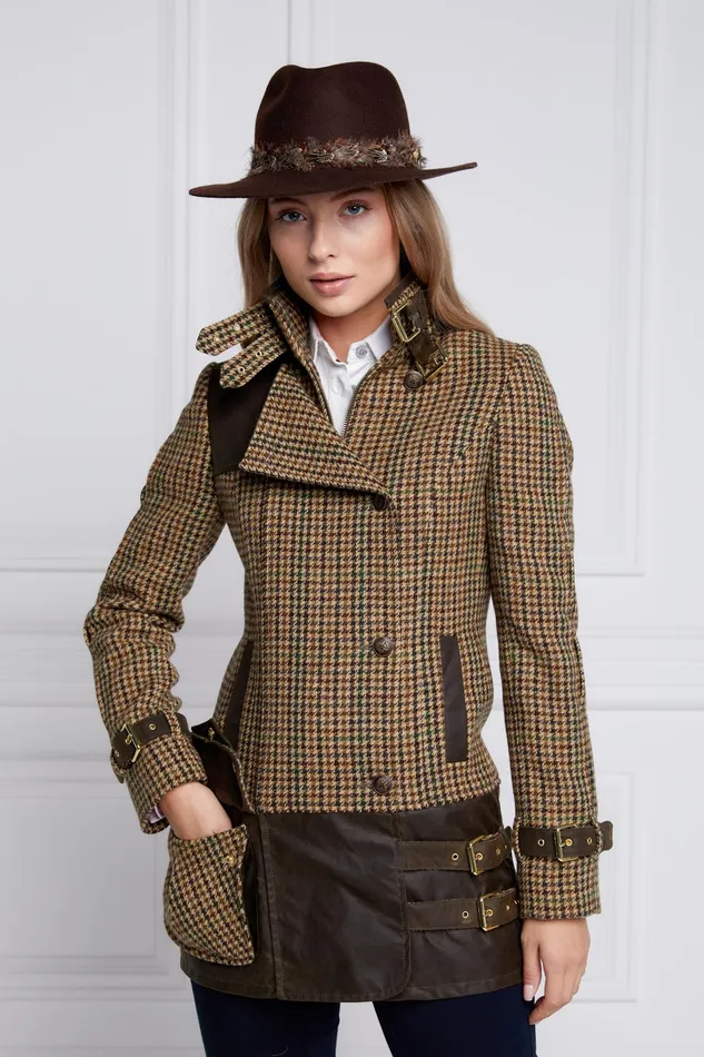 Holland Cooper Balmoral Field Jacket Hailes Green Tweed Women Jackets