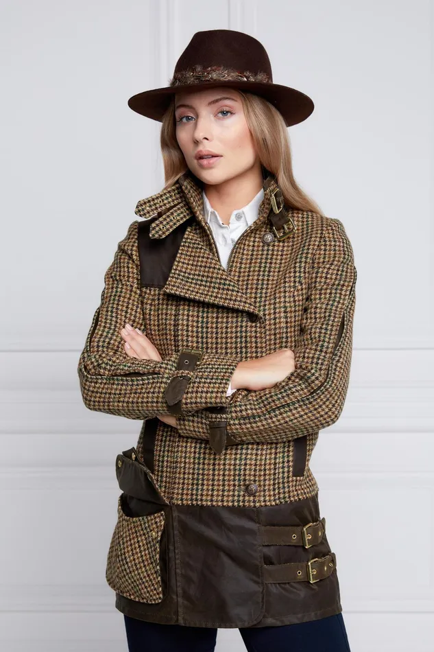 Holland Cooper Balmoral Field Jacket Hailes Green Tweed Women Jackets