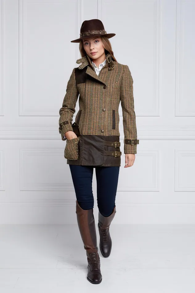 Holland Cooper Balmoral Field Jacket Hailes Green Tweed Women Jackets