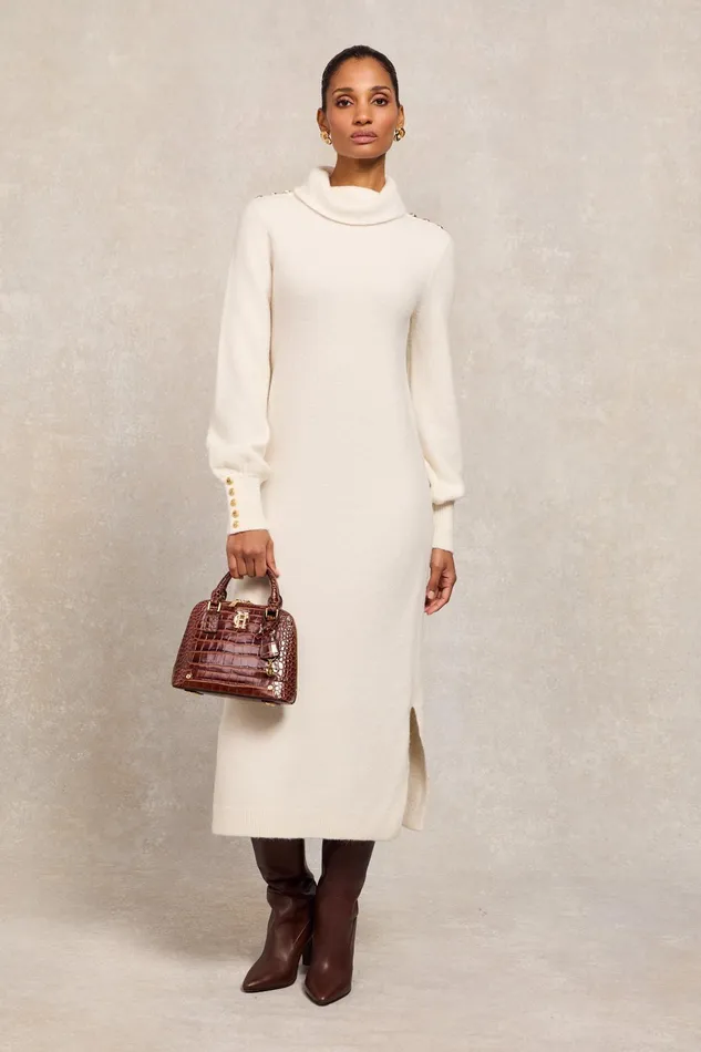 Holland Cooper Berkeley Roll Neck Dress Natural Women Dresses Holland Cooper Berkeley Roll Neck Dress Natural Women Dresses