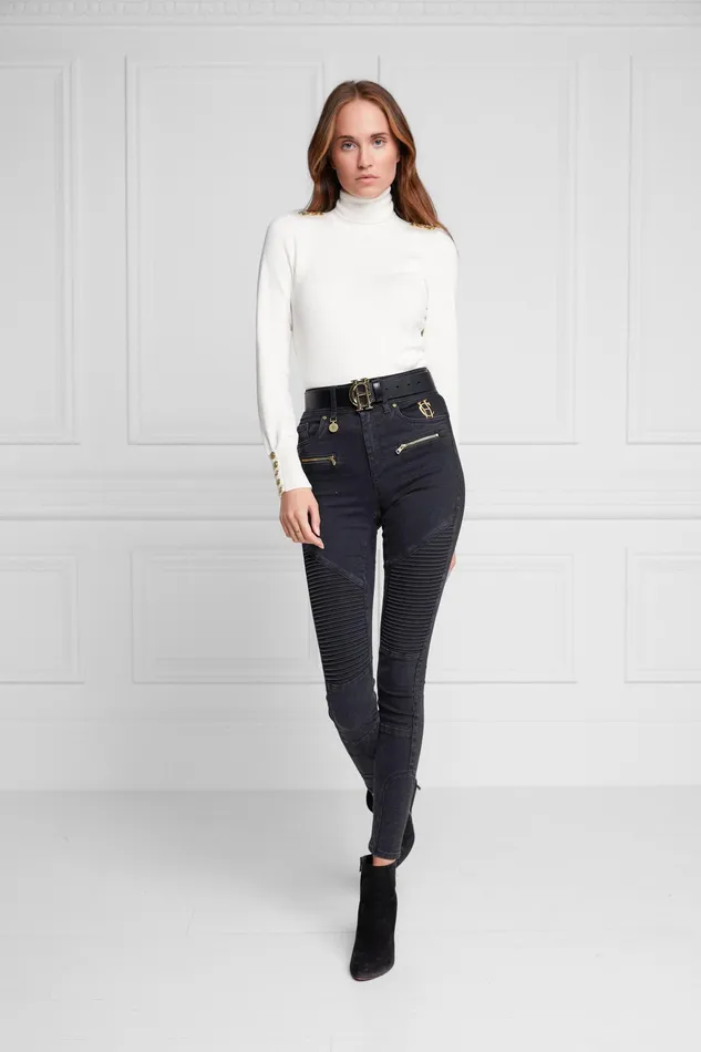 Holland Cooper Biker Jean Washed Black Women Jeans