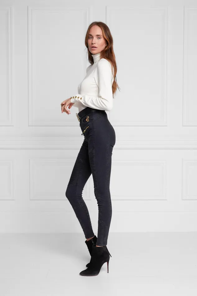 Holland Cooper Biker Jean Washed Black Women Jeans