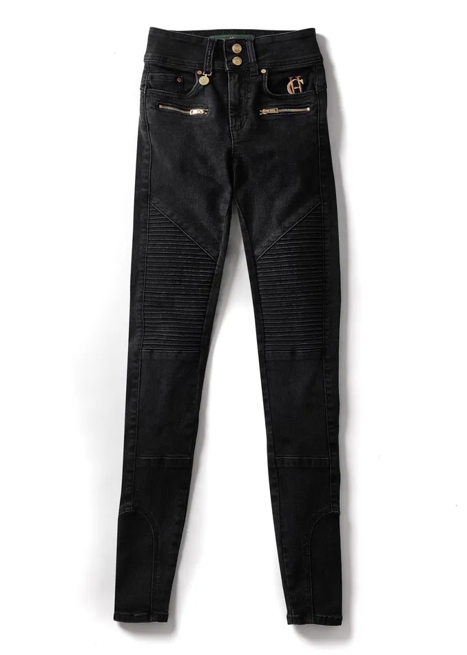 Holland Cooper Biker Jean Washed Black Women Jeans