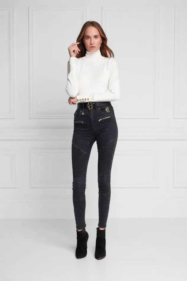 Holland Cooper Biker Jean Washed Black Women Jeans