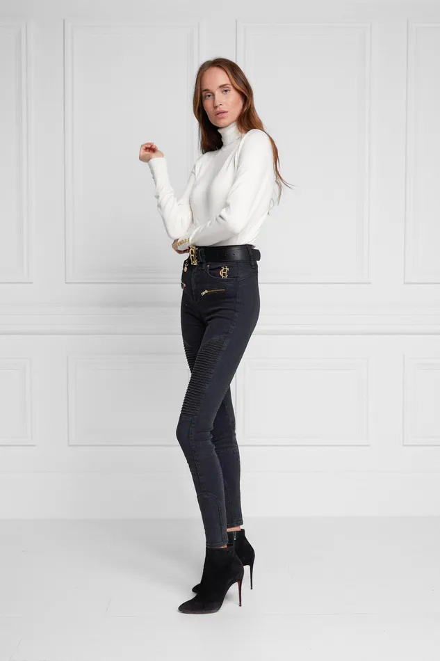 Holland Cooper Biker Jean Washed Black Women Jeans