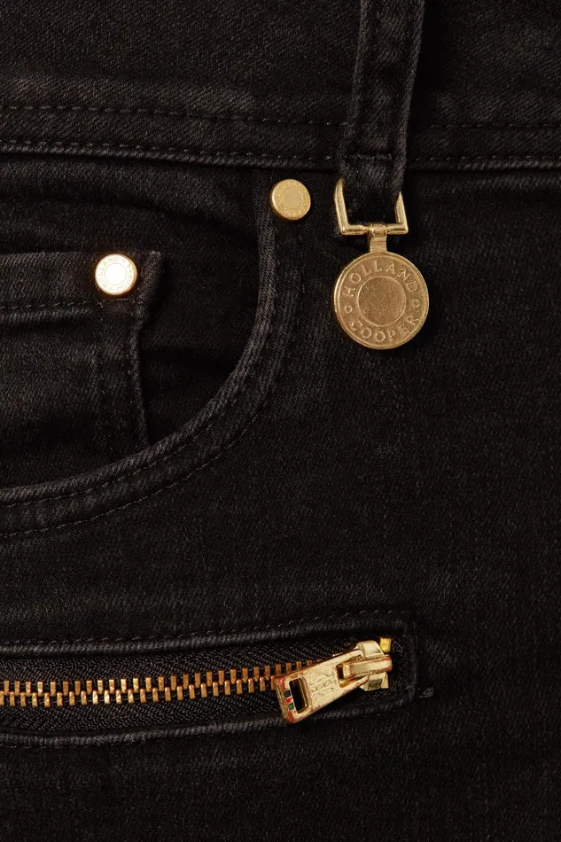 Holland Cooper Biker Jean Washed Black Women Jeans