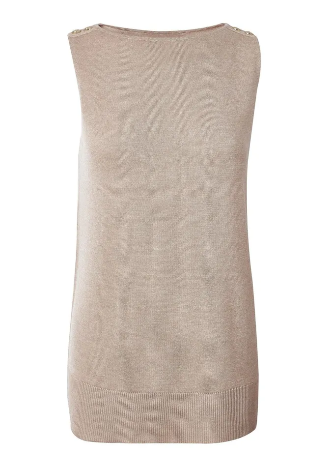 Holland Cooper Boat Neck Vest Camel Women Knitwear Holland Cooper Boat Neck Vest Camel Women Knitwear