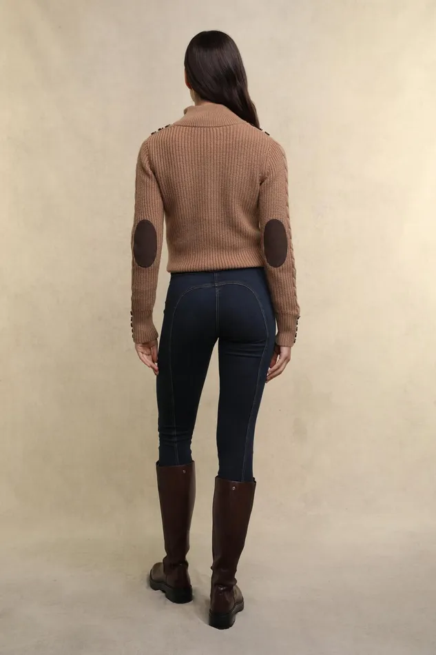 Holland Cooper Country Cable Quarter Zip Knit Caramel Women Knitwear Holland Cooper Country Cable Quarter Zip Knit Caramel Women Knitwear
