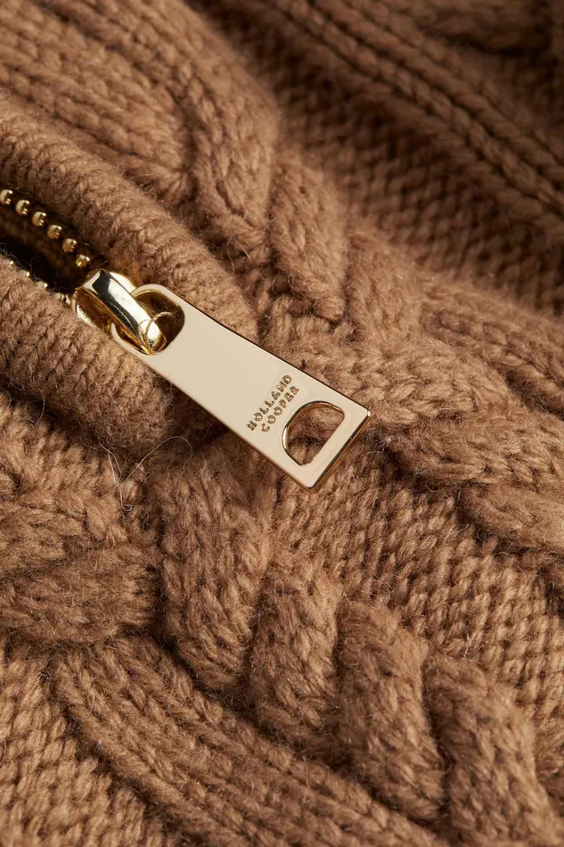 Holland Cooper Country Cable Quarter Zip Knit Caramel Women Knitwear Holland Cooper Country Cable Quarter Zip Knit Caramel Women Knitwear
