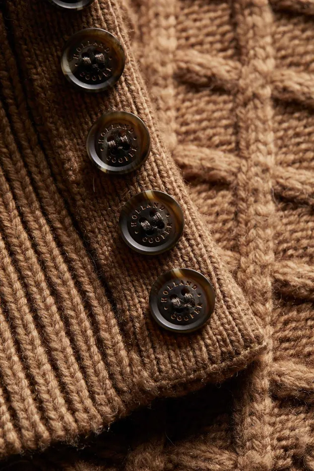 Holland Cooper Country Cable Quarter Zip Knit Caramel Women Knitwear Holland Cooper Country Cable Quarter Zip Knit Caramel Women Knitwear