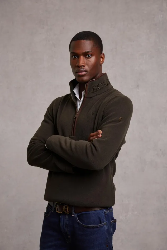 Holland Cooper Country Fleece Quarter Zip Khaki Men Fleeces Holland Cooper Country Fleece Quarter Zip Khaki Men Fleeces