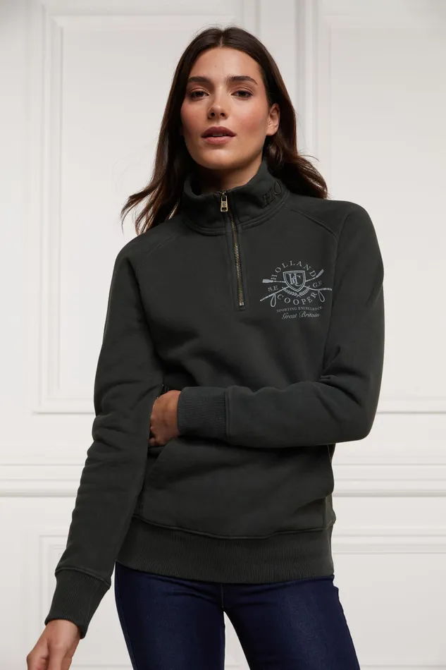 Holland Cooper Crest Zip Henley Racing Green Women Henley Holland Cooper Crest Zip Henley Racing Green Women Henley