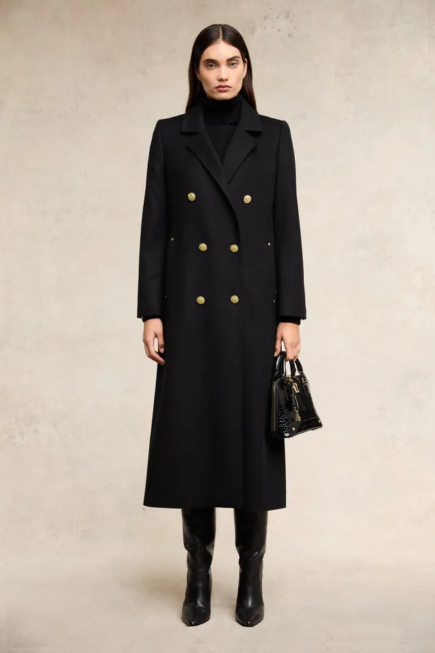 Holland Cooper Double Breasted Coat Soft Black Women Tailoring
