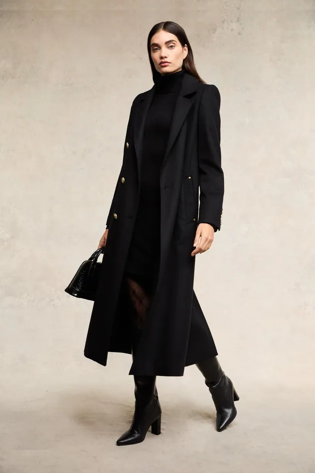 Holland Cooper Double Breasted Coat Soft Black Women Tailoring