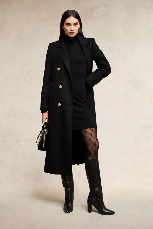 Holland Cooper Double Breasted Coat Soft Black Women Tailoring