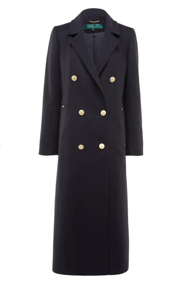 Holland Cooper Double Breasted Coat Soft Black Women Tailoring