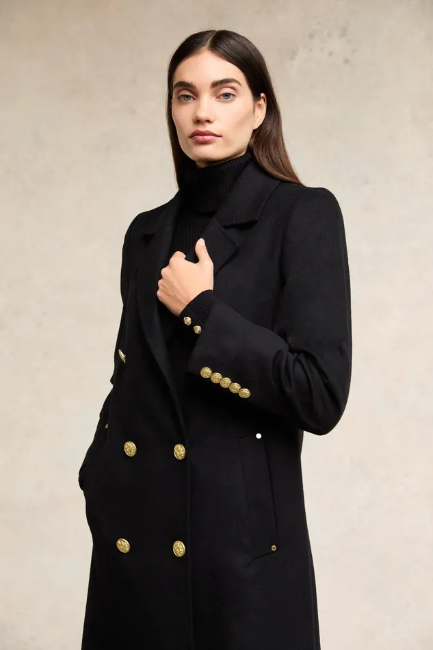 Holland Cooper Double Breasted Coat Soft Black Women Tailoring