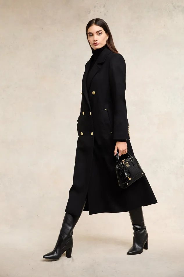 Holland Cooper Double Breasted Coat Soft Black Women Tailoring