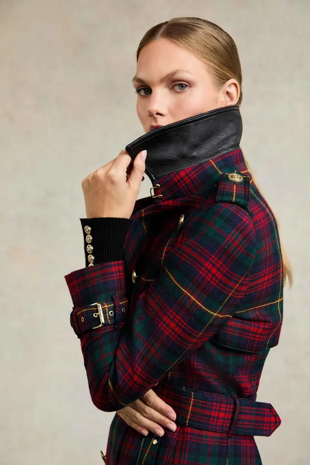 Holland Cooper Full Length Marlborough Trench Coat Logan Tartan Women Tailoring