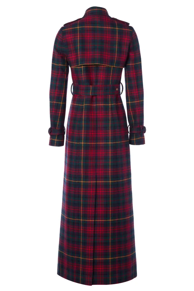 Holland Cooper Full Length Marlborough Trench Coat Logan Tartan Women Tailoring