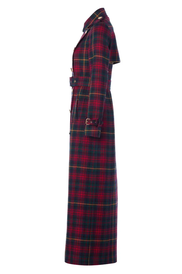 Holland Cooper Full Length Marlborough Trench Coat Logan Tartan Women Tailoring