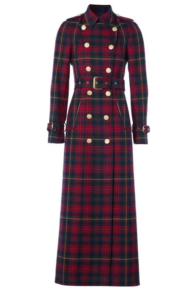 Holland Cooper Full Length Marlborough Trench Coat Logan Tartan Women Tailoring