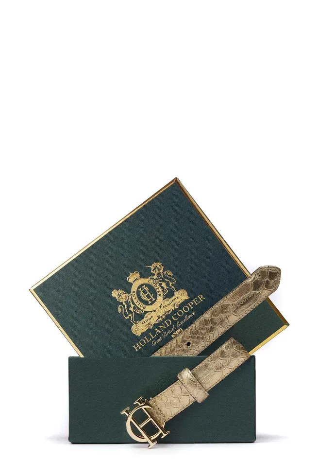 Holland Cooper HC Classic Slim Belt Champagne Croc Women Belts