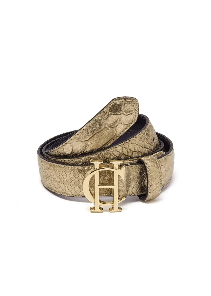 Holland Cooper HC Classic Slim Belt Champagne Croc Women Belts Holland Cooper HC Classic Slim Belt Champagne Croc Women Belts
