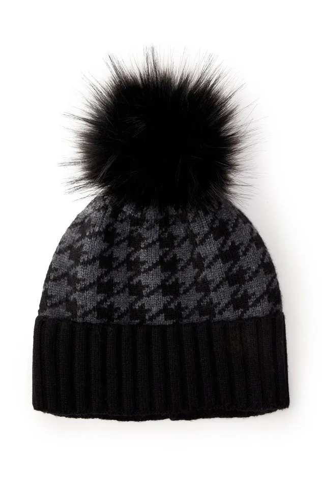 Holland Cooper Heritage Bobble Hat Grey Houndstoooth Women Hats and Headbands Holland Cooper Heritage Bobble Hat Grey Houndstoooth Women Hats and Headbands