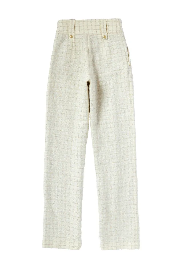 Holland Cooper High Waisted Straight Trouser Ivory Sparkle Tweed Women Tailoring