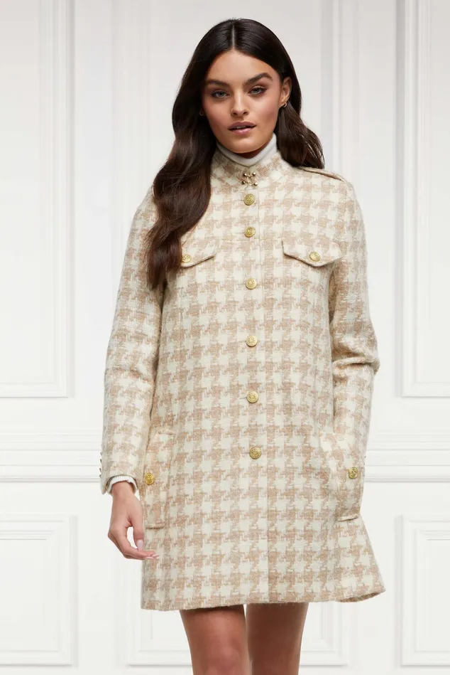 Holland Cooper Highbury Cape Coat Camel Houndstooth Women Capes