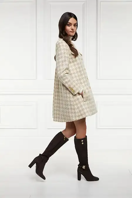 Holland Cooper Highbury Cape Coat Camel Houndstooth Women Capes