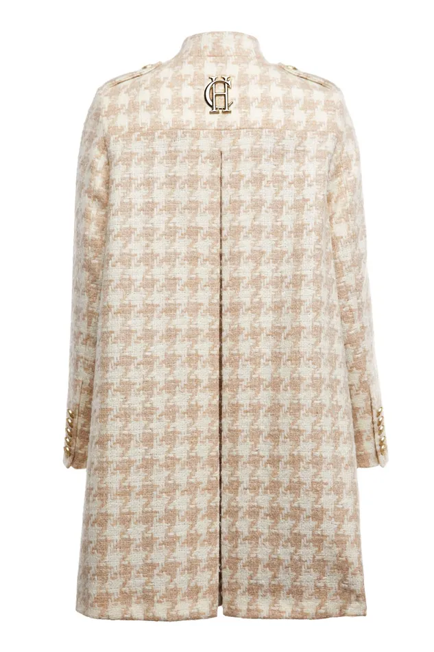 Holland Cooper Highbury Cape Coat Camel Houndstooth Women Capes