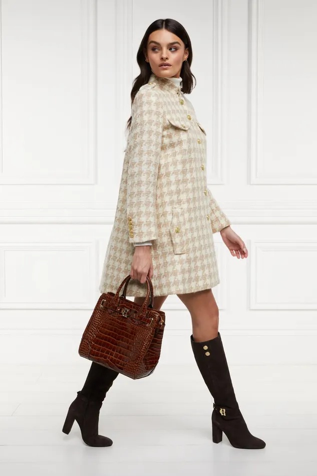 Holland Cooper Highbury Cape Coat Camel Houndstooth Women Capes