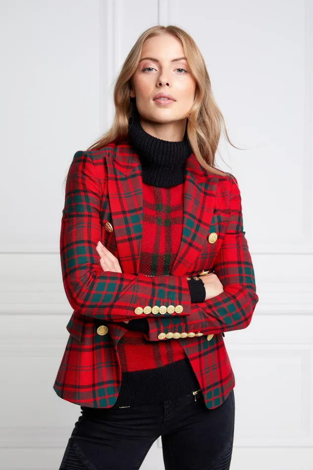 Holland Cooper Knightsbridge Blazer Red Tartan Women Tailoring