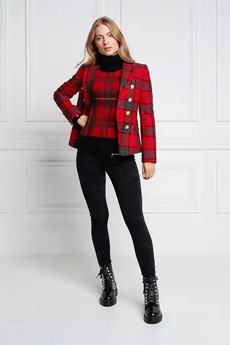 Holland Cooper Knightsbridge Blazer Red Tartan Women Tailoring