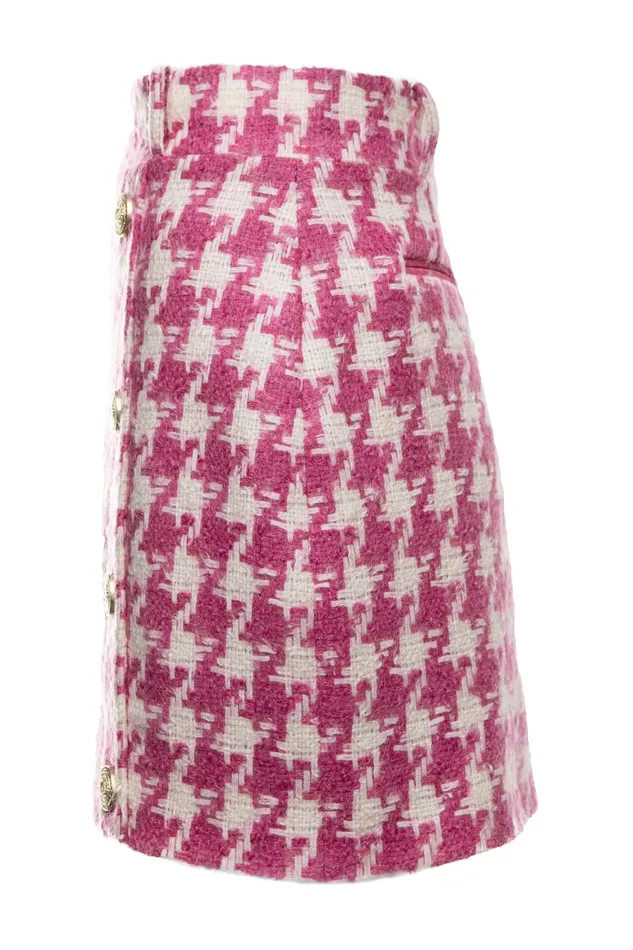 Holland Cooper Knightsbridge Skirt Hot Pink Large Scale Houndstooth Women Tailoring Holland Cooper Knightsbridge Skirt Hot Pink Large Scale Houndstooth Women Tailoring