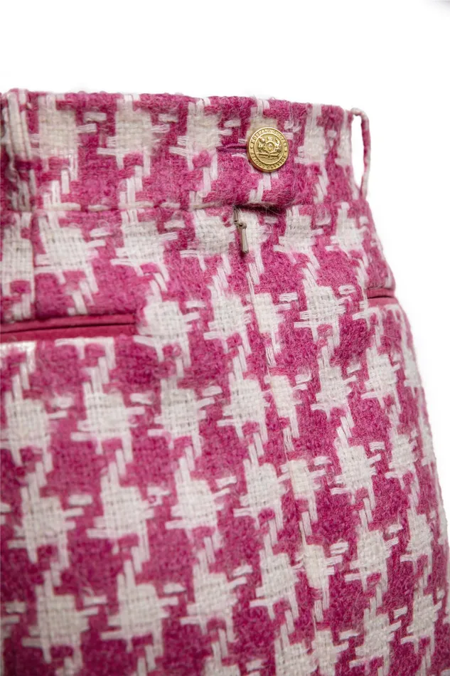 Holland Cooper Knightsbridge Skirt Hot Pink Large Scale Houndstooth Women Tailoring Holland Cooper Knightsbridge Skirt Hot Pink Large Scale Houndstooth Women Tailoring
