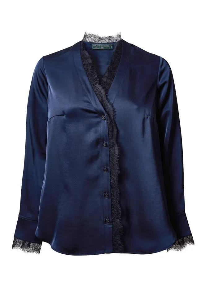 Holland Cooper Lace VNeck Blouse Ink Navy Women Shirts and Blouses Holland Cooper Lace VNeck Blouse Ink Navy Women Shirts and Blouses