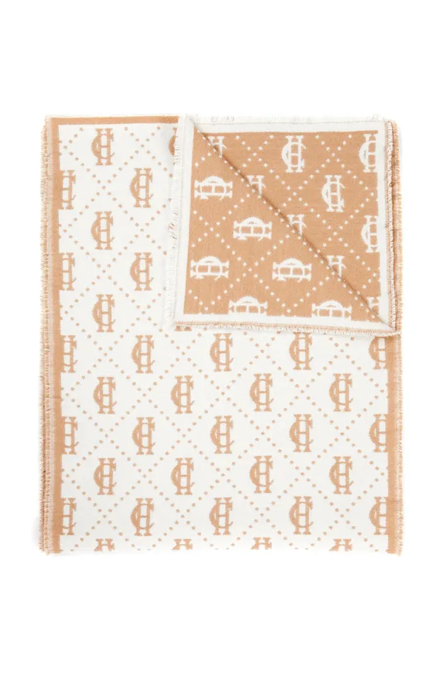 Holland Cooper Lightweight Monogram Scarf Camel Cream Women Blanket