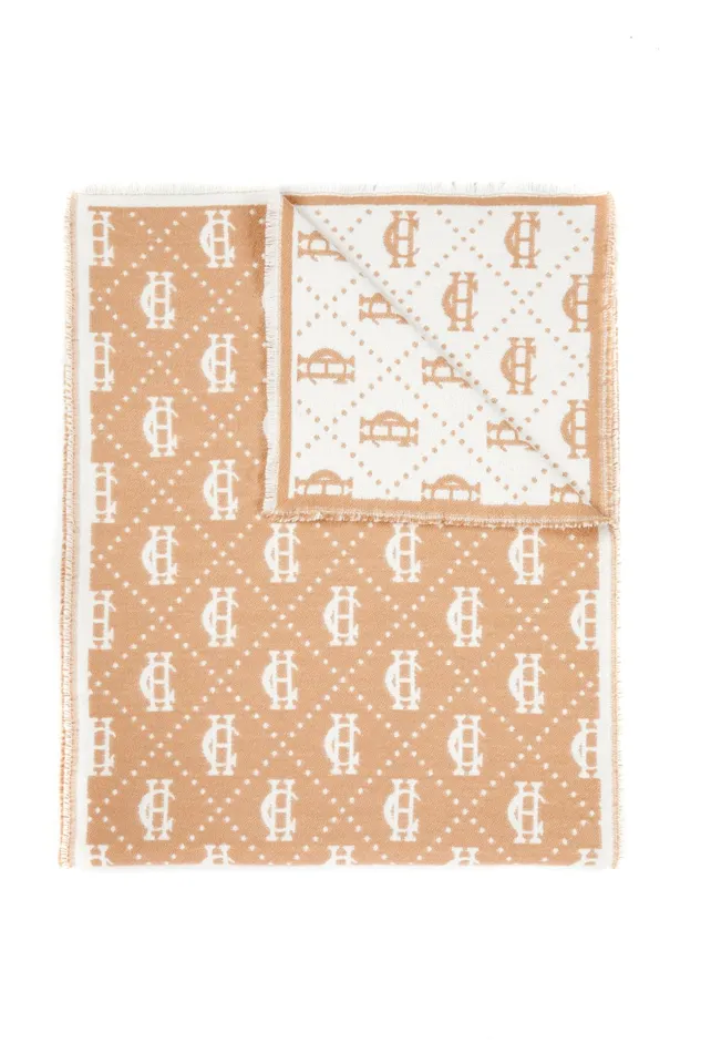 Holland Cooper Lightweight Monogram Scarf Camel Cream Women Blanket Holland Cooper Lightweight Monogram Scarf Camel Cream Women Blanket
