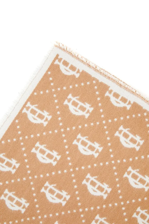 Holland Cooper Lightweight Monogram Scarf Camel Cream Women Blanket Holland Cooper Lightweight Monogram Scarf Camel Cream Women Blanket